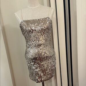 Luxxel Silver Sequin Mini Dress